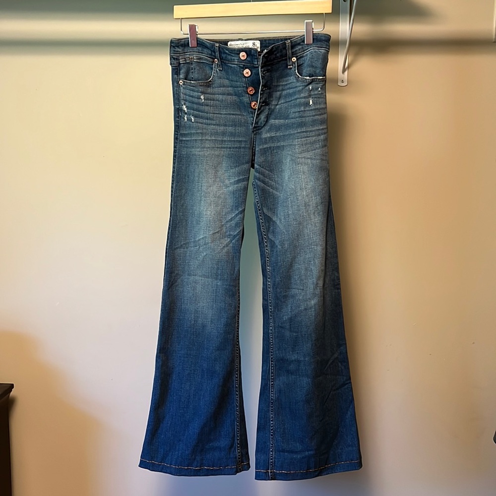 Wide Leg Flare High Rise Jeans